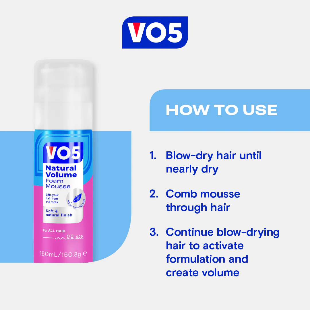 VO5 Natural Volume Foam Mousse 150ml - Image 5